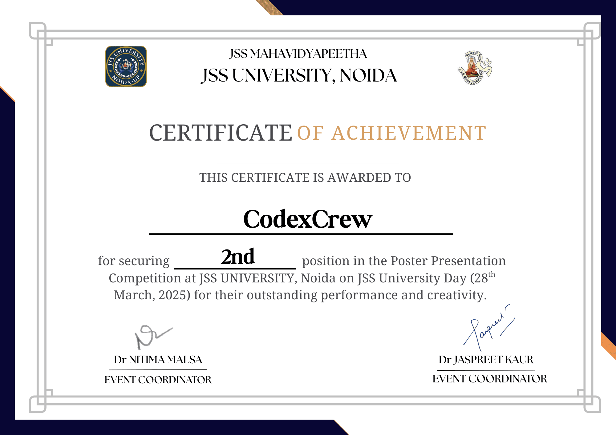 2nd Prize - Poster Presentation