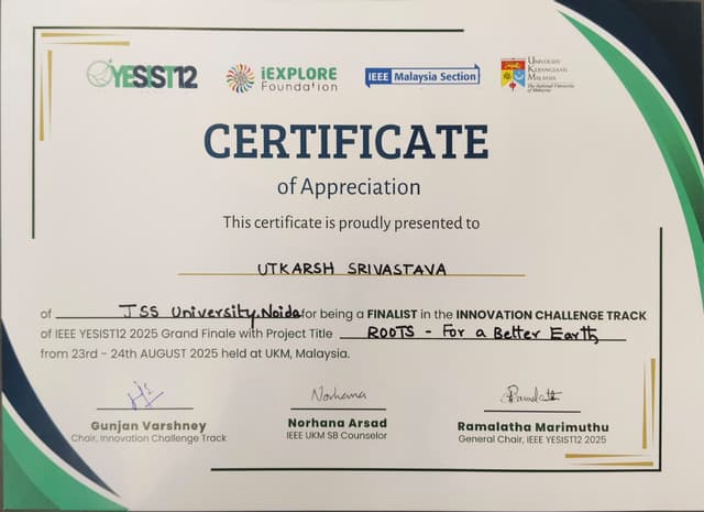 IEEE YESIST12 Grand Finale Finalist - Top 30/3000+ Teams